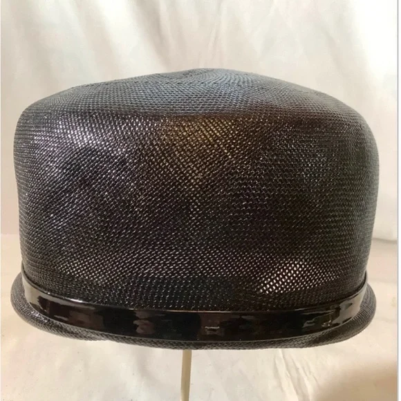 Vintage  Linda Anne Black Straw Hat - Picture 2 of 8